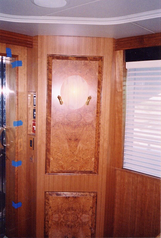Corner shelving detail with hardwood work surface