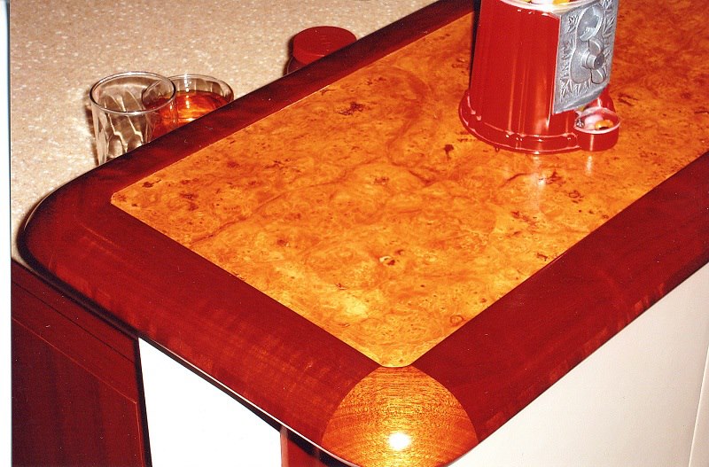 Forward berth with cherry drawers and leather seating