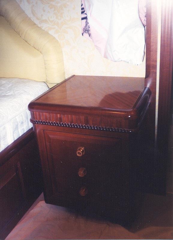 Mahogany bedside cabinet with beaded trim